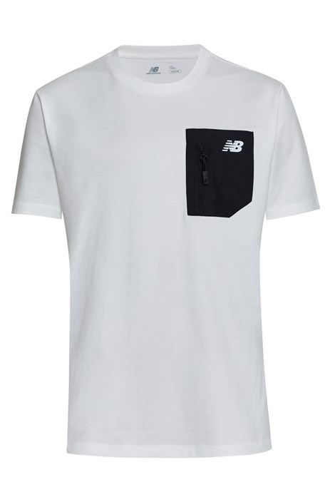 New Balance NB Mens Lifestyle T-shirt Erkek Beyaz Günlük T-shirt - MNT1106-WT