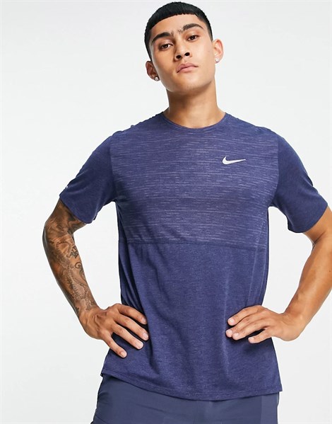 Nike M Nk Df Run Dvn Brnot Mıler Ss Erkek Mavi T-shirt - DD4594-437