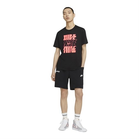 Nike M Nsw Tee Swoosh/Block 12Mo Erkek Siyah T-shirt - DB6475-010