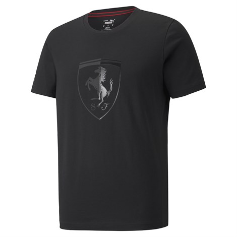 Puma Ferrari Race Tonal Big Shield Tee Erkek Siyah T-Shirt - 53169201