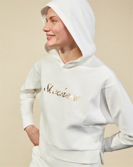 Skechers 2Xı-Lock W Hoodie Sweatshirt Kadın Beyaz Sweatshirt - S211298-100