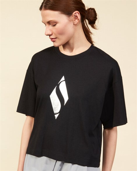 Skechers Graphic Tee W Crew Neck T-Shirt Kadın Siyah Üst & T-shirt - S211159-001