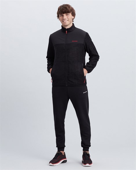 Skechers M Woven Panel  Full Zip Polar Erkek Siyah Sweatshirt - S212174-001