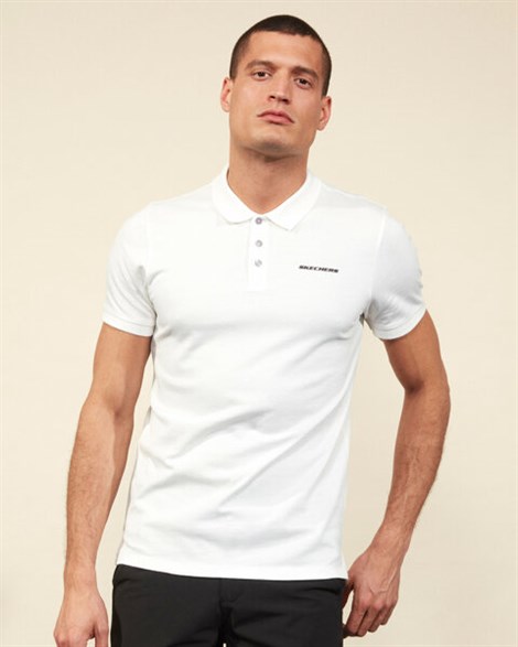 Skechers Polo M Short Sleeve Polo Erkek Beyaz Üst & T-shirt - S211800-100