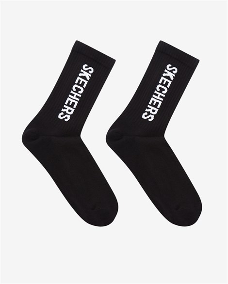 Skechers U 2 Pack Crew Cut Rib Cuff Branded Socks Unisex Siyah Çorap - S212304-001