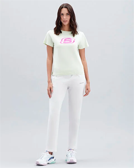 Skechers W Graphic Tee Big Logo T-Shirt Kadın Yeşil Günlük T-shirt - S221508-300