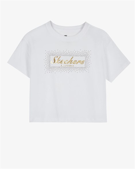 Skechers W Graphic Tee Shiny Logo T-Shirt Kadın Beyaz Günlük T-shirt - S221460-102