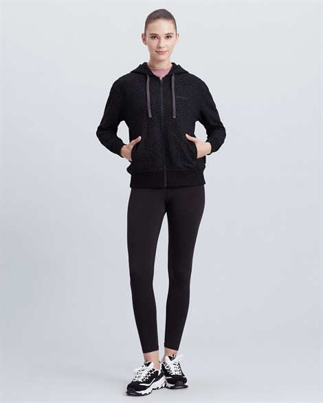 Skechers W Printed Full Zip Hoodie Kadın Siyah Sweatshirt - S212081-001