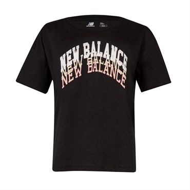 New Balance NB Womens Lifestyle T-shirt Kadın Siyah Günlük T-shirt - WNT1204-BK