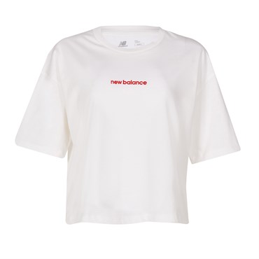 New Balance NB Womens Lifestyle T-shirt Kadın Beyaz Günlük T-shirt - WNT1212-WT