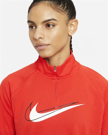 Nike W Nk Df Swsh Run Hz Mdlyr Kadın Kırmızı T-shirt - DD4902-673