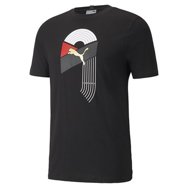Puma As Graphic Tee Erkek Siyah T-Shirt - 84613501