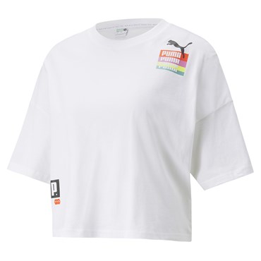 Puma Brand Love Oversized Tee Kadın Beyaz Günlük T-shirt - 534350-02
