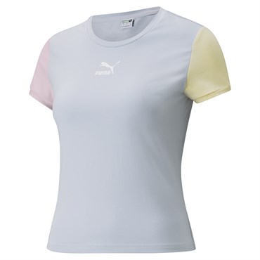 Puma Classics Block Fitted Tee Kadın Mavi Günlük T-shirt - 534606-21