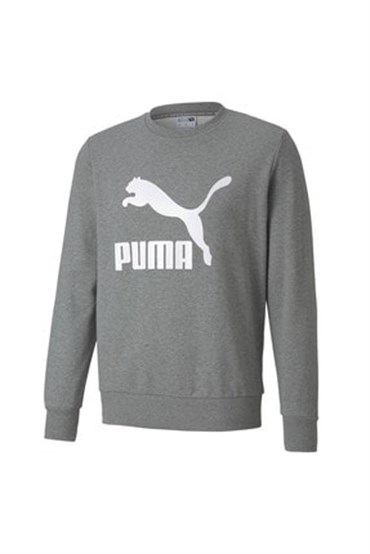 Puma Classics Logo Crew Erkek Gri Sweatshirt - 59773603