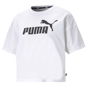 Puma Ess Cropped Logo Tee Kadın Beyaz Günlük T-shirt - 586866-02