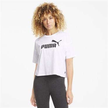 Puma Ess Cropped Logo Tee Kadın Beyaz Günlük T-shirt - 586866-02