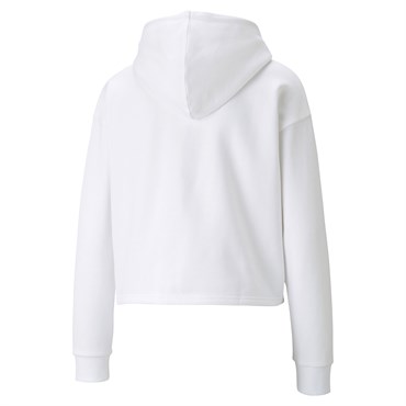 Puma Ess+ Cropped Metallic Logo Hoodie Fl Kadın Beyaz Sweatshirt - 58689102