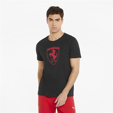 Puma Ferrari Race Tonal Big Shield Tee Erkek Siyah Günlük T-shirt - 533752-01