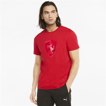 Puma Ferrari Race Tonal Big Shield Tee Erkek Kırmızı T-Shirt - 53169202