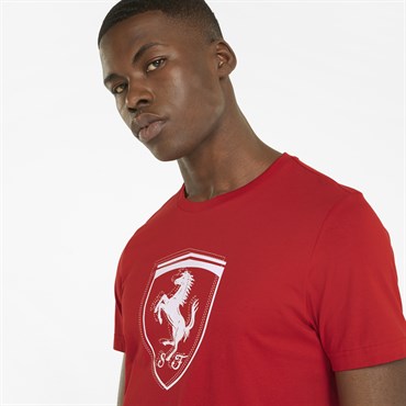 Puma Ferrari Race Tonal Big Shield Tee Erkek Kırmızı Günlük T-shirt - 533752-02