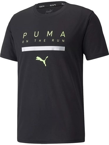 Puma Run Logo Ss Tee M Erkek Siyah T-Shirt - 52085501