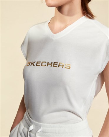 Skechers Graphic Tee W Crew Neck T-Shirt Kadın Beyaz Üst & T-shirt - S211289-100
