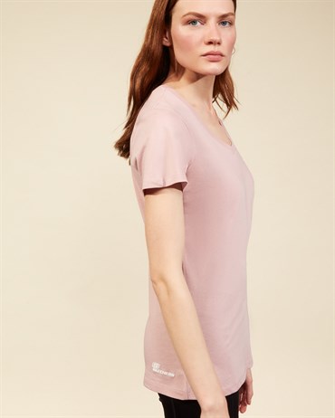 Skechers Graphic Tee W V Neck T-Shirt Kadın Pembe Üst & T-shirt - S202215-603