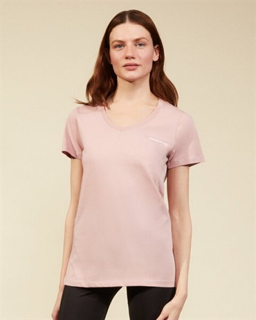 Skechers Graphic Tee W V Neck T-Shirt Kadın Pembe Üst & T-shirt - S202215-603