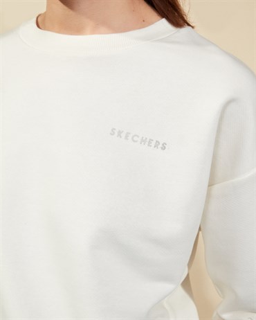 Skechers Lw Fleece W Crew Neck Sweatshirt Kadın Beyaz Sweatshirt - S211281-100
