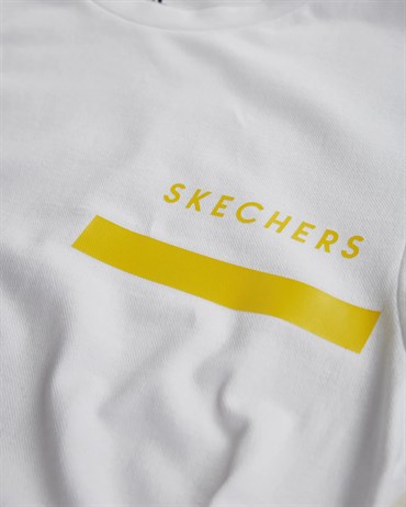 Skechers M Graphic Tee Chest Printed Pique T-Shirt Erkek Beyaz Günlük T-shirt - S221052-102