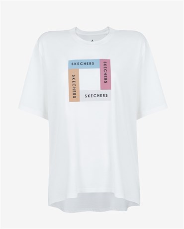 Skechers W Asymmetric  T-Shirt Kadın Beyaz T-shirt - S212932-100