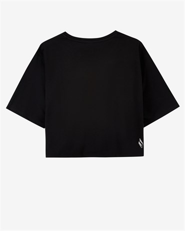 Skechers W Graphic Tee Diamond Crop T-Shirt Kadın Siyah Günlük T-shirt - S221178-001