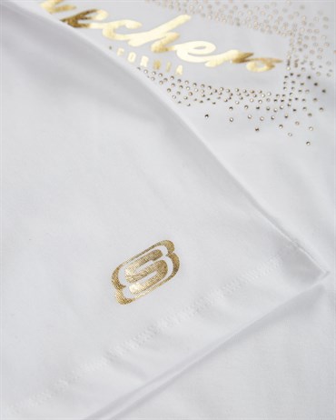 Skechers W Graphic Tee Shiny Logo T-Shirt Kadın Beyaz Günlük T-shirt - S221460-102