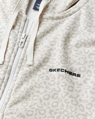 Skechers W Printed Full Zip Hoodie Kadın Gri Sweatshirt - S212081-043