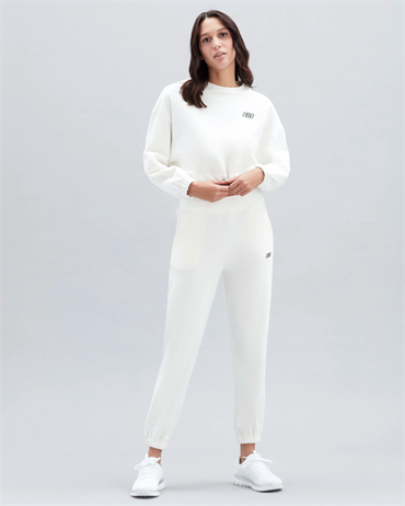 Skechers W Terry Fleece Elastic Detailed Crop Sweatshirt Kadın Beyaz Günlük Sweatshirt - S221109-102