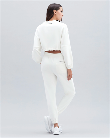 Skechers W Terry Fleece Elastic Detailed Crop Sweatshirt Kadın Beyaz Günlük Sweatshirt - S221109-102