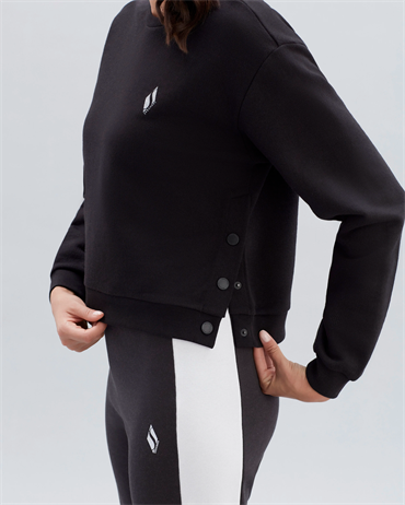 Skechers W Terry Fleece Snap Detailed Sweatshirt Kadın Siyah Günlük Sweatshirt - S221105-001